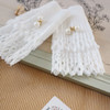 Accordion Pleats Hollow Lace Pearl Decoration Cuffs Fake Sleeves