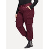 Fashion Women Large Size Casual Pants (Color:Wine Red Size:L)