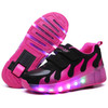 J30 LED Light Single Wheel Roller Skating Shoes Sport Shoes, Size : 39 (Black Pink)