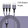 2 PCS ZZ034 USB To 8 Pin + USB-C / Type-C + Micro USB 3 In 1 Fast Charging Cable, Style: Silicone-Purple