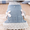 Autumn Puppy Clothes Teddy Bichon Hiromi Autumn And Winter Clothes Thick Wool Skirt, Size: M(Blue)
