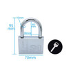 4 PCS Square Blade Imitation Stainless Steel Padlock, Specification: Short 70mm Open