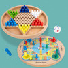 Children Wooden Multifunctional Parent-Child Interactive Puzzle Board Toy, Set Specification: 2 In 1 Hocker + Flying Chess