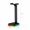 RGBD9 Colorful Glowing Gaming Headset Display Stand with Charging + Data Transmission Dual USB Interface (Black)