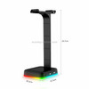 RGBD9 Colorful Glowing Gaming Headset Display Stand with Charging + Data Transmission Dual USB Interface (Black)