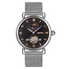 Skmei 9220 Men Mesh Belt Automatic Hollow Mechanical Watch Student Watch (Silver Shell Black Face)