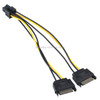 2 x SATA 15 Pin Male to Graphics Card PCI-e PCIE 6 Pin Female Video Card Power Supply Cable