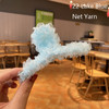 10 PCS Resin Material Spring Hair Clip, Colour: 22 Lake Blue Net Yarn