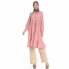 Solid Color Loose Pleated Dress + Slim Wide Leg Pants Set (Color:Pink Size:XL)