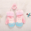 Pink White Elk Cute Elk Pattern Winter Double-layer Plus Velvet Outdoor Cold-proof Children Gloves, Size:14 x 8cm