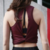 Sexy Backless Running Vest Sleeveless Yoga Gym Sports Quick Dry Breathable T-Shirt, Size:L(Wine Red)