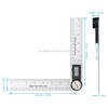 DL600 Multifunctional Electronic Protractor Stainless Steel Digital Display Universal Angle Ruler(Silver Gray)