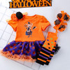 Halloween Baby Short-sleeved Cartoon Print Romper Dress Baby Mesh Dress Tutu Skirt (Color:Pumpkin Witch Size:59)