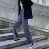 Women Autumn High Waist Drape Gold Velvet Straight Leg Pants Wide Leg Pants, Size: Free Size(Gray)