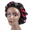 2 PCS Women Satin Night Sleep Cap Hair Bonnet Hat Silk Head Cover Wide Elastic Band(Black Lace)