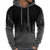 Men Loose Print Hoodie Sport Sweatshirt Set (Color:Grey Size:XXXL)