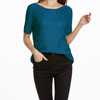 Summer Hollow Hooded Short-sleeved Sweater T-shirt, Size: L(Blue)