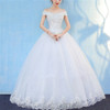 Retro Elegant Off Shoulder LaceThin Court Neat Princess Wedding Dress, Size:XXXL(White)