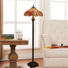 YWXLight Rose Glass Lampshade Floor Lamp Retro Living Room Dining Room Bedroom Bar Club Decoration Lamp (EU Plug)