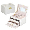 Simple Portable Jewelry Box Earrings Ring Storage Consolidation Box with Drawers, Size : 17.5 x 14 x 13cm(White)