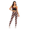 Plaid Printed Slim Fit Women Pants (Color:As Show Size:XXL)