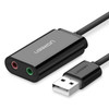 UGREEN US205 USB to Dual 3.5mm Jack Computer External Audio Card, Length: 15cm