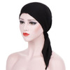Curved Two Tail Wrap Cap Turban Hat, Size:M (56-58cm)(Black)