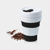 350ml Outdoor Pocket-Sized Coffee Tea Collapsible Travel Mug Silicone Cup with Lid(Black)