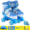 Adjustable Full Flash Children Double Row Four-wheel Roller Skates Skating Shoes Set, Size : M(Blue)