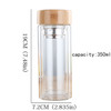 Glass Water Tea Bottles with Infuser Bamboo Lid Double Wall Brief Portable Outdoor Bottle 350ML