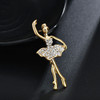 Crystals Flower Skirt Ballet Dancer Ballerinas Brooch(Gold)