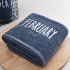 Month Embroidery Soft Absorbent Increase Thickened Adult Cotton Bath Towel, Pattern:February(Gray)