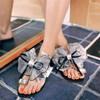 Bowtie Lace Floral Women Flats Slippers, Shoe Size:39(Gray)