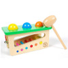 Educational Toy Colorful Wooden Ringing Bell Knocking Ball Station