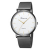 Geneva Fashion Quartz Watch Men Women Mesh Stainless Steel Watchband(Black shell white dial gold needle)