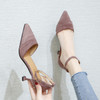 Simple and Stylish Wild Thin Heel Suede Shoes for Women (Color:Purple Size:39)