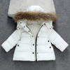 Winter Children Warm Down Jacket Fur Collar Coat with Detachable Hat, Height:100cm(White)