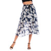 Beach Leisure Chiffon Floral Print High Waist Lace Skirt, Size: XL(Blue Daisy )