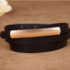 Women Flat Super Long Alloy Buckle Genuine Leather Fine Belt, Size: 1000 x 12mm(black)