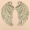 Gold A Pair Sequin Feather Wing Shape Clothing Patch Sticker DIY Clothing Accessories, Size:Middle 26.5 x 26cm
