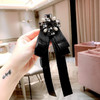 Women Vintage Bow-knot Lace Rhinestone Bow Tie Brooch Collar Accessories(Black)