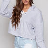 Lace Long-sleeved Hoodie Sweatshirt (Color:Grey Size:S)