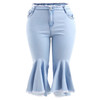 Fashion Women Plus Size Casual Pants(Color:Baby Blue Size:L)
