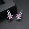 Cute Romantic Lovely Clear Stone Flower Shape Convenient Simple Stud Copper Cubic Zirconia Earrings(Pink)
