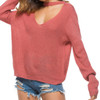 Women Sexy Deep V Sweater, Size: S(Watermelon Red)