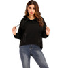Women Loose Bat Sleeve Hoodie(Color:Black Size:One Size)