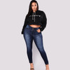 High Waist Breasted Plus Size Slim Stretch Denim Pants (Color:Dark Blue Size:L)