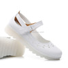 Air Cushion Nurse Shoes Non-slip Soft Bottom Breathable Flat Women Shoes Work Shoes, SIZE:40(White PVC)