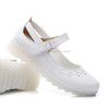 Air Cushion Nurse Shoes Non-slip Soft Bottom Breathable Flat Women Shoes Work Shoes, SIZE:33(White PVC)
