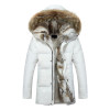 Men and Women Leisure Down Jacket Winter Thick Warm lovers Fur Collar, Size:L(White)